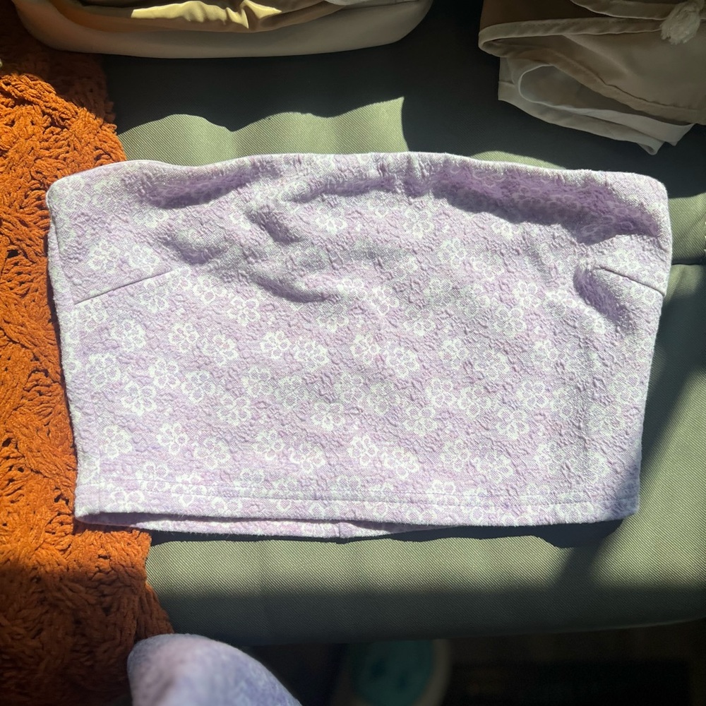 Cute strapless shirt and HW shorts! Size small (0-2)